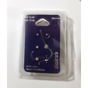 Claires 22G 6 Pack Nose Rings Sterling Silver 925 Cubic Zirconia